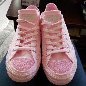 Converse pink foam glitter shoes